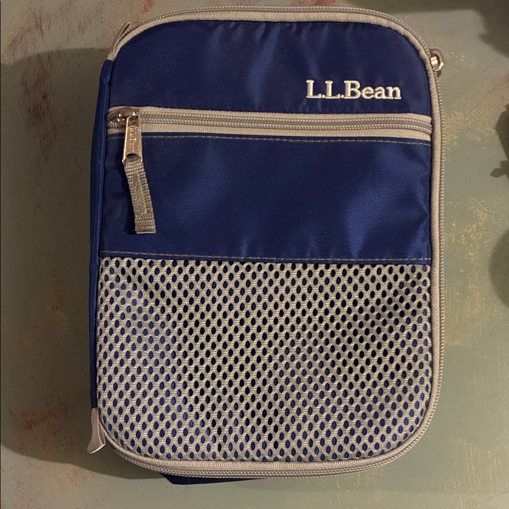 L.L. Bean Royal Blue and Light Gray insulated lunch tote bag - new